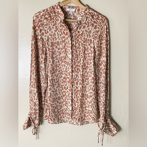 Reiss Tops - Reiss leopard print long sleeve button front blouse